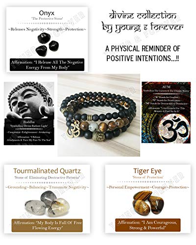 Young & Forever Gift D'vine Natural Gemstones Reiki Crystal Semi Precious Crystal Beads Combo Layered Bracelets for Men and Women - Image 5