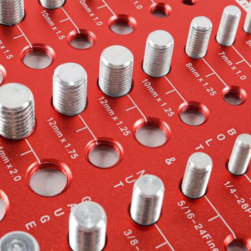 Ausi 34-Bit-Gewindeprüfer für Muttern und Schrauben, Gewindelehre 15 metrisch und 19 imperial, Messwerkzeugtafel, Aluminium-Schrauben- und Muttern-Identifizierungslehre zur Wandmontage