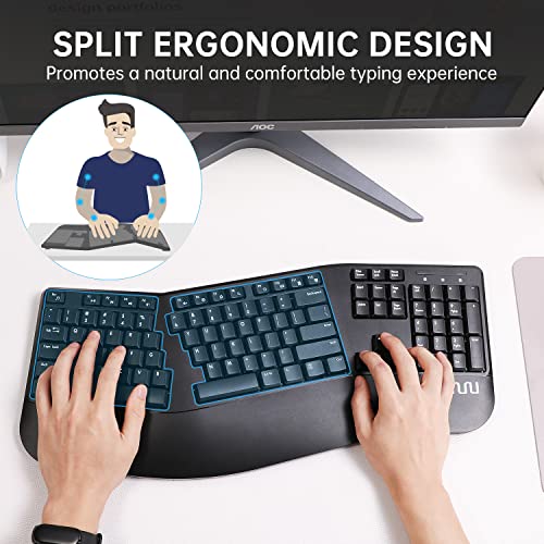 Ergonomic Wireless Keyboard and Mouse UHURU UEKM20 Wireless Ergo Keyboard and Mouse Combo