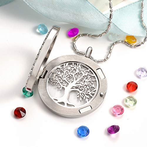 Azneck Tree Of Life Floating Charm Living Memory Lockets Pendant Necklace Stainless Steel Toughened Glass Gifts For Mom Family (Dp-01) #TOP4