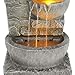 Teamson Home 33.25 in. Cascading Bowls and Stacked Stones LED Outdoor Water Fountain for Gardens, Landscaping, Patios, Balconies, and Lawns for a Calming Oasis in Outdoor Living Spaces, Stone Gray