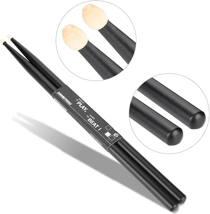 Baquetas para batería Alomejor 5A de madera de arce negras miniatura 9