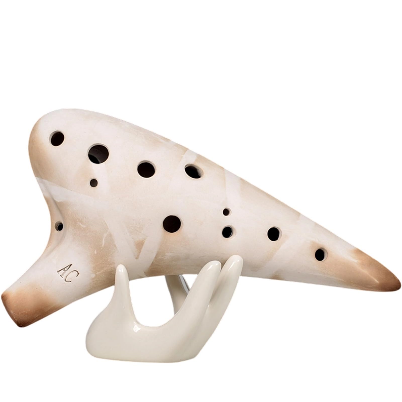 Ocarina In Ceramica Ocarina 12 fori AC Alto C chiave Strumento per principianti con prestazioni professionali(White)