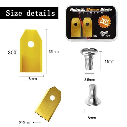 HhBdy Cuchillas Cortacesped de Repuesto 30 Piezas Cuchilla Desbrozadora 0.75mm Cuchillas Automower en Titanio Cuchillas para Sustituir Rápidamente las Cuchillas de los Robots Cortacésped - imagen 2