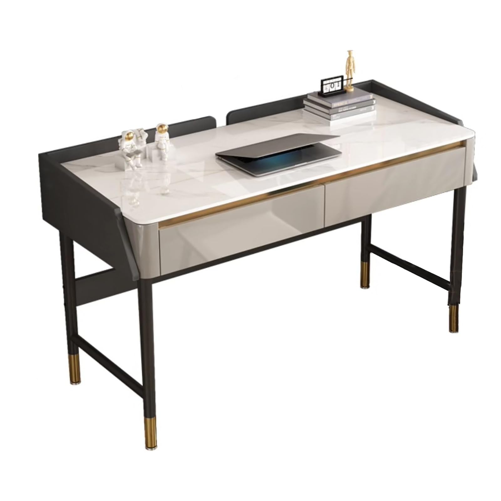 Scrivania da gioco moderna bianca con 2 cassetti, elegante tavolo segretario per casa, ufficio e camera da letto, 80 cm, design versatile per giochi e lavoro