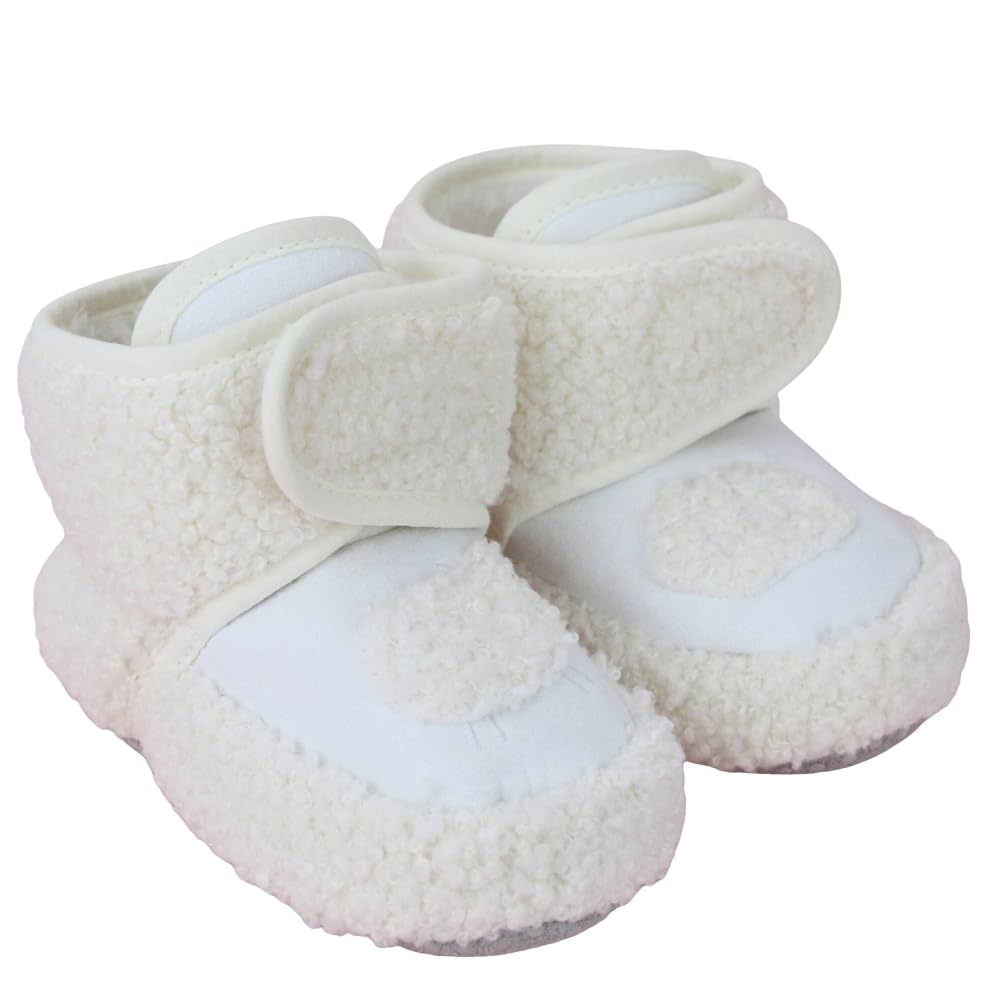 neska moda 6 To 12 Months Baby Unisex Cream Off White Fur Hook & Loop Booties-BT5259-picture-48