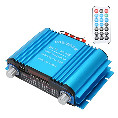Amplificatore per Auto 12V, BT-998 Altoparlante Subwoofer Stereo per Auto a Doppio Canale per Auto, Amplificatore Bluetooth con telecomando. Blu