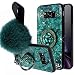 Produktbild Jinghuash Kompatibel mit Samsung Galaxy S8 Plus Hülle Handyhülle Ultradünn TPU Silikon + PC Hart Case mit Ring Ständer Glitzer Diamant Strass Plüsch Ball Schutzhülle Damen Mädchen,Grün