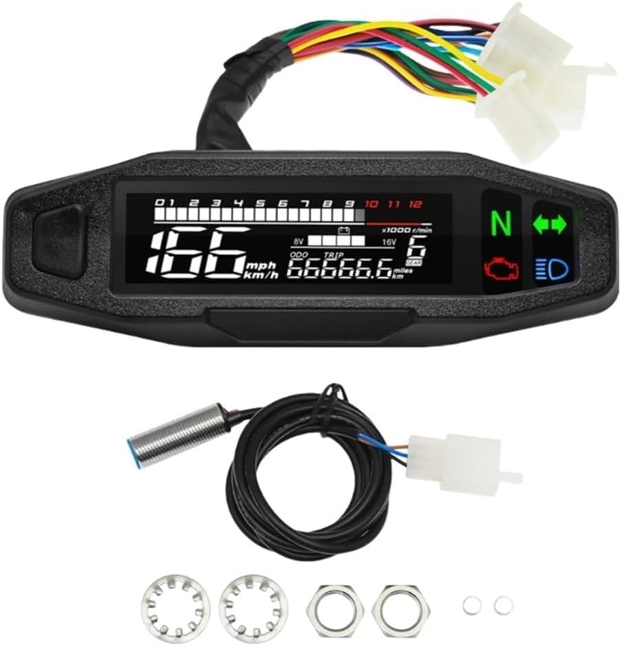 Motorcycle Odometer Gauge Digital Electronics Motorcycle Temperature Meter Tachometer 12000RPM Meter D7WD