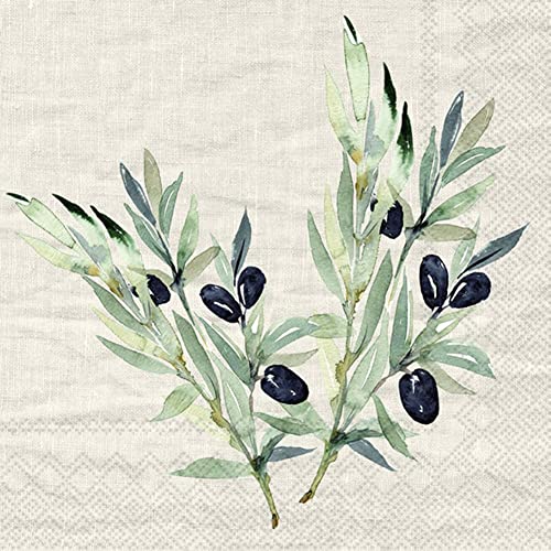 IHR Ideal Home Range - Papierservietten OLIO DI OLIVA linen 20 St. Cocktail-Servietten 25 cm x 25 cm