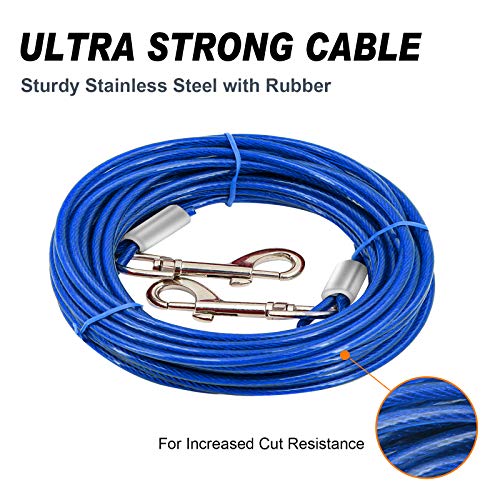 Dog Tie Out Cable And Stake 32/16/10 Ft Outdoor, Yard And Camping, For Medium To Large Dogs Up To 125 Lbs, 16" Stake, 32/16/10 Ft Cable With Durable Spring And Metal Hooks For Outdoor #TOP3