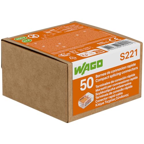 Boîte de 50 Bornes de Connexion 2 Entrées S221 – Installation Facile et Sécurisée pour Tous Vos Projets Électriques