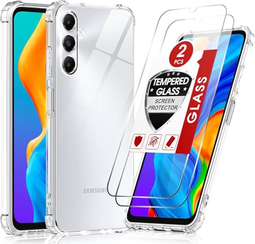 LeYi Funda para Samsung Galaxy A05S/A 05s con [2 Unidades] Cristal Templado, Carcasa Armor Silicona Soft Skin TPU Case Antigolpes Cover, Transparente