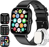 2023 Smartwatch mit Telefonieren, Bluetooth Antworten/Tätigen Anrufs Pulsuhr Blutdruck Sauerstoff Schrittzähler Schlaf Tracker, Smartwatch für Damen Herren für Android iOS Telefone (Schwarz-Weiß)