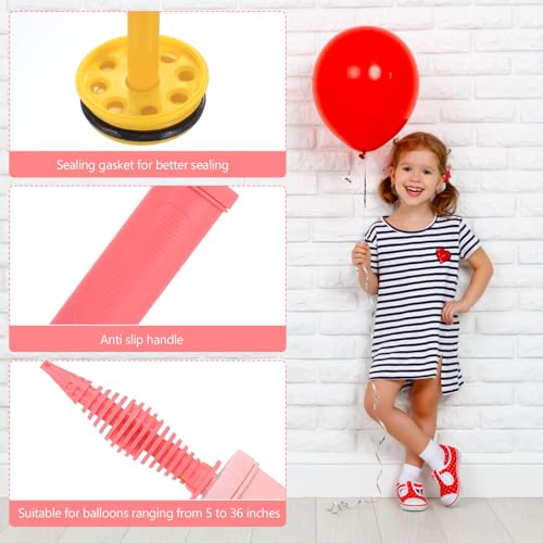 Miniatura 6 de 4 Pcs Inflador De Globos, Inflador Globos Manual, Bomba De Globo De Aire Manual Para Decoración De Fiesta De Cumpleaños Boda, Con 4 Ayudas Para Nudos Y 4 Rollos De Puntos Adhesivos