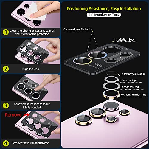 Wsken For Samsung Galaxy S23 Ultra Camera Lens Protector,[Night Shooting Mode] Scratch Resistant Hd Tempered Metal Glass Camera Screen Protector Cover Film Accessories 6.8 Inch,Glitter Colorful #TOP5