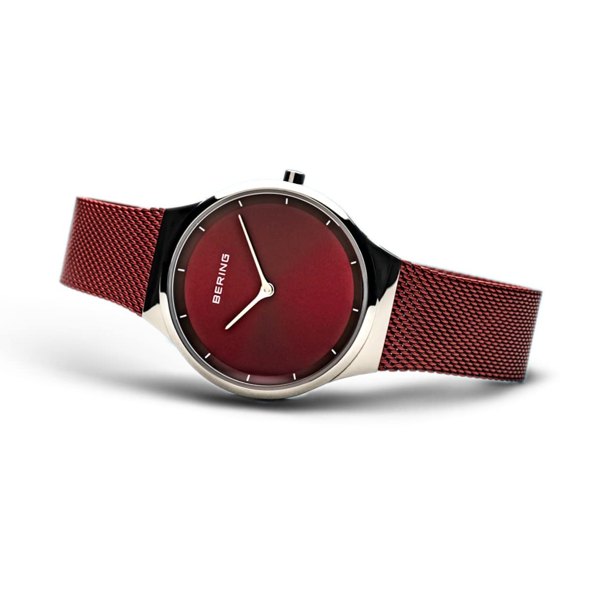 Bering Damen Quarz Uhr | Armbanduhr 31 mm Edelstahlgehäuse und Zifferblatt | Milanaisearmband | Saphierglas | 3 ATM | 12131