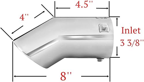 Miniatura 8 de TriTrust Punta de escape, entrada ajustable de 2.75-3 pulgadas, salida de 3.5 pulgadas, punta de silenciador de 8 pulgadas de largo, acero