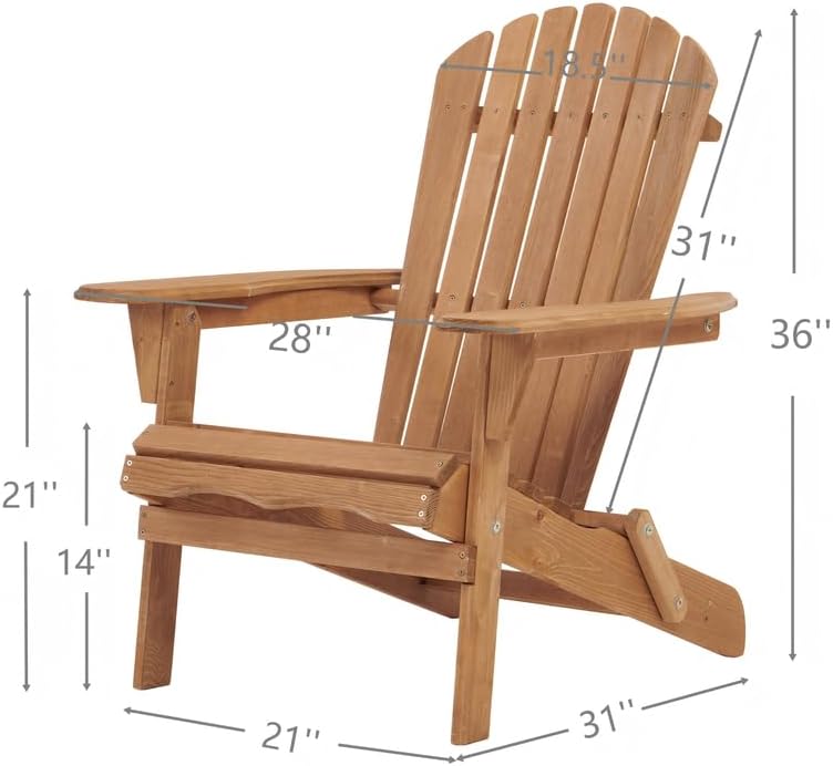 Miniatura 2 de Outdoor Wooden Folding Adirondack Chair Set of 2 with Pre-Assembled BackRest, Wood Patio Chair for Garden Backyard Porch Pool Deck Firepit