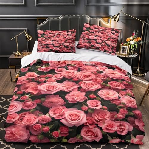 Parure de lit de luxe motif roses en impression 3D microfibre de qualité - 2