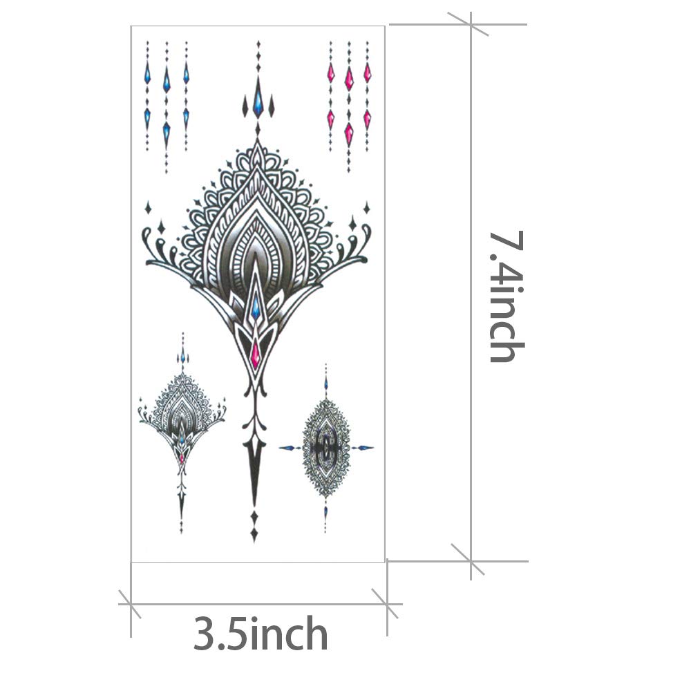 Amazon.com : Temporary Tattoos Stickers Mandala Boho Flowers Festive Tattoo  Removable Sexy Tattoo Waterproof for Women Girls : Beauty & Personal Care