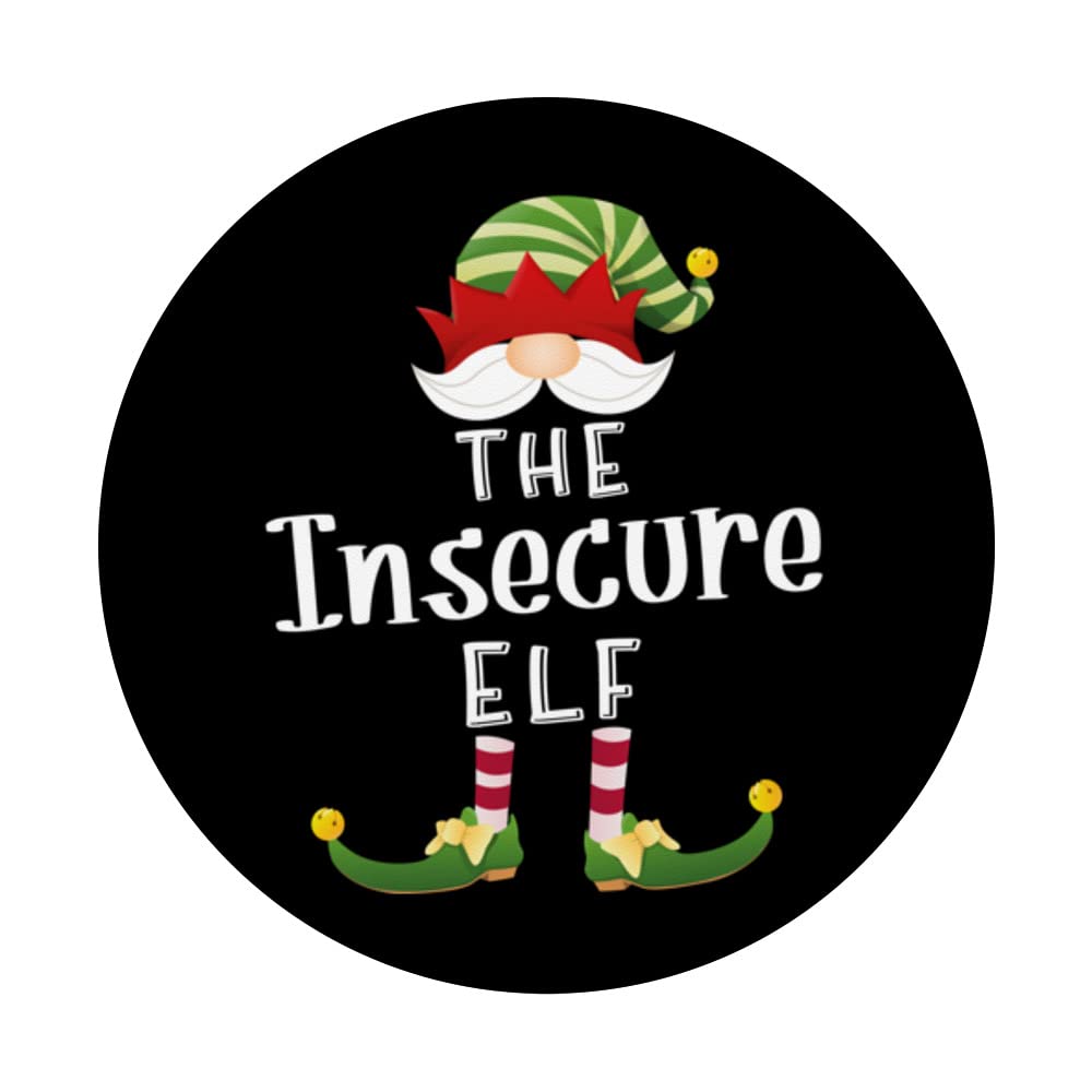 Insecure Elf Group Christmas Funny Pajama Party PopSockets Swappable PopGrip, Black - Image 3