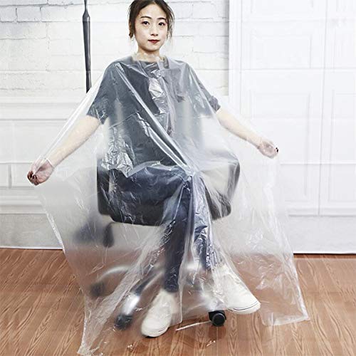 JIAHG Disposable Hairdressing Gown Capes, 100 Pieces, Clear