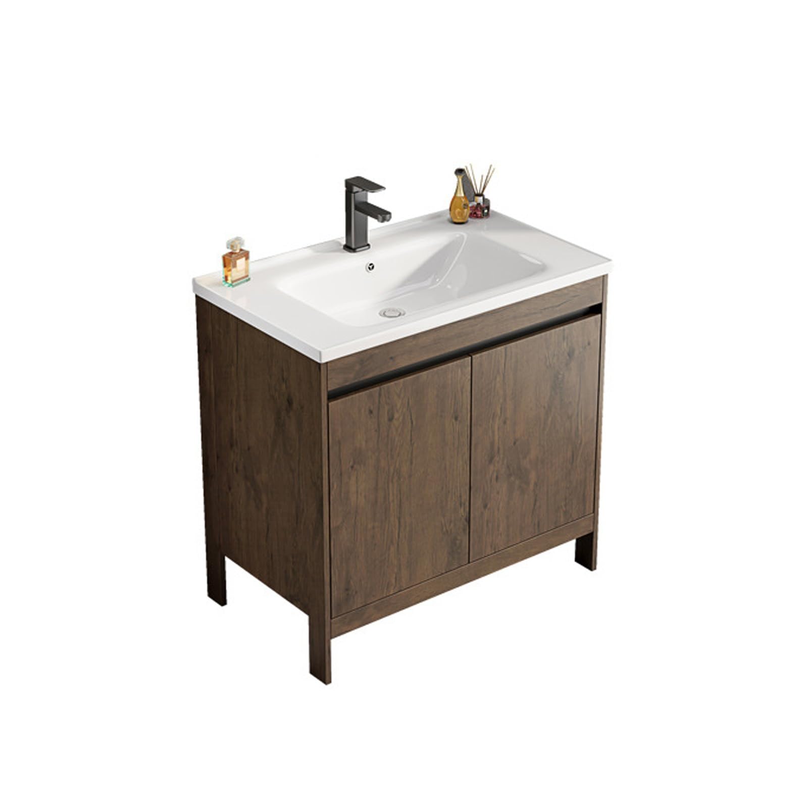 Mueble de baño con lavabo de borde fino y fácil limpieza de 60cm para aseos pequeños