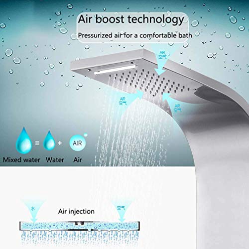 Sistema de ducha thermostático MObyat con cascada, lluvia y jets de masaje, panel de ducha negro, 7 funciones miniatura 4