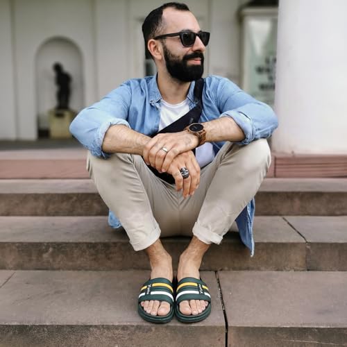 Image of YOHO Men Sliders UrbanloomX | Waterproof Monsoon Footwear | Textured Upper & Cushion Comfort | Home Wear Chappal for Gents & Boys