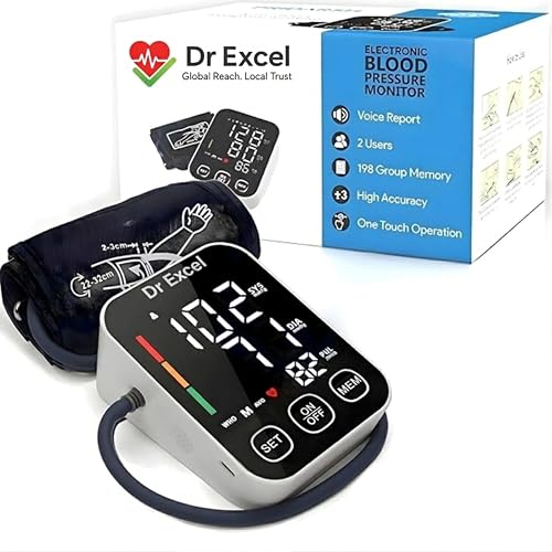 Image of Digital BP Monitor - Blood Pressure Check Machine for Home & Clinic Use, Voice Report, 198 Group Memory, High Accuracy, One Touch Operation, Automatic Pulse Rate Detection, Compact & Reliable