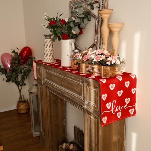 Arkeny AT513-72 Valentines Day Table Runner 72X13 Inches Love Heart Red Table Decor thumb #3