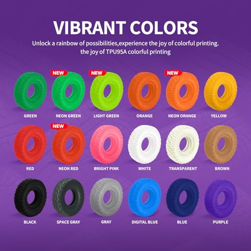 Image of OVERTURE TPU Filament 1.75mm Flexible Roll, 95A Soft 3D Printer Filament, 1kg Spool (2.2 lbs), Fit Most FDM Printer (TPU Light Green)