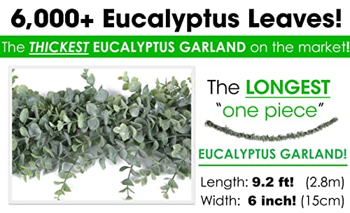 Dreative Co Eucalyptus Garland 9.2Ft Long & Thick - Faux Greenery Garland Leaves - Artificial Eucalyptus Vines - Wedding Eucalyptus - Christmas Garland Home Room Decor - Table Runner Indoor Outdoor #TOP5