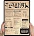35 Geburtstag, Alte Zeitung Holzbild - Back in 1991 Vintage - personalisierbar zum Hinstellen/Aufhängen opt. beleuchtet, 35ter Geburtstag, 35 Geburtstag Frau & Mann, Jahr 1991 - persönliches Geschenk