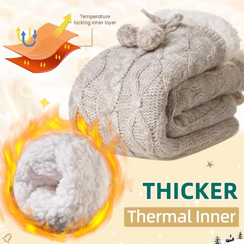 Eyean Womens Fuzzy Slipper Socks Winter Non Slip Thermal Fluffy Soft Fleece Lining Warm Home Grippers Socks2
