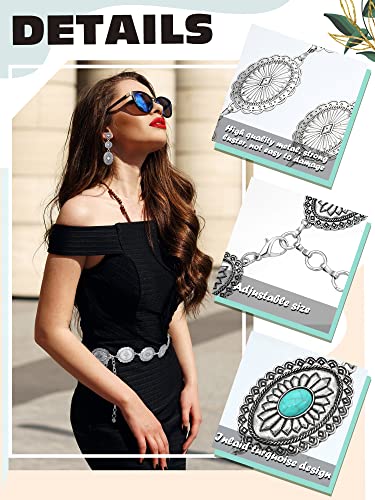 Glenmal Western Concho Belt Cowgirl Earrings Set for Women Cowgirl Waist Chain Belts Boho Earrings for Country Concert Outfit4
