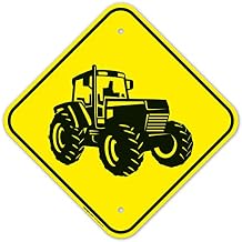 Crossing Tractor Graphic Sign, 12x12 Inches, Rust Free .040 Aluminum, Fade Resistant, Made in USA