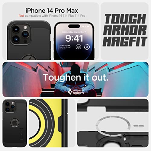Spigen Tough Armor MagFit Case for iPhone 14 Pro Max, Compatible with MagSafe Accessories - Black - Image 2