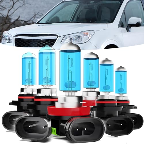 TTDBDAN Halogen Headlights Fit for Subaru Forester 2009-2013 Headlight Bulbs,9005/HB3/H10 High Beams+ H11/H8/H9 Low Beams+ 9006 Fog Lights Bright Front Lights,Plug And Play,Pack of 6
