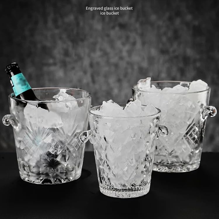 Fiesta de Cubos de Hielo Cubo de Hielo Vidrio portátil, contenedor for Bares, cafeterías, Uso Comercial, Cubos Cerveza, Herramientas refrigeración Bebidas, Fiestas Familiares(2l)