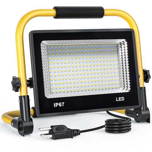CREATESTAR 12000LM LED Work Light, Portable Work Light with 6.56FT Cord - IP67 Waterproof Flood Light for Outdoor Indoor Job Site Workshop Garage Construction Site Lighting