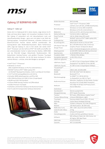 5 mm Profil - Detailansicht von MSI Cyborg 17 i7 144Hz Gaming Laptop Test – Dealfoxx.de