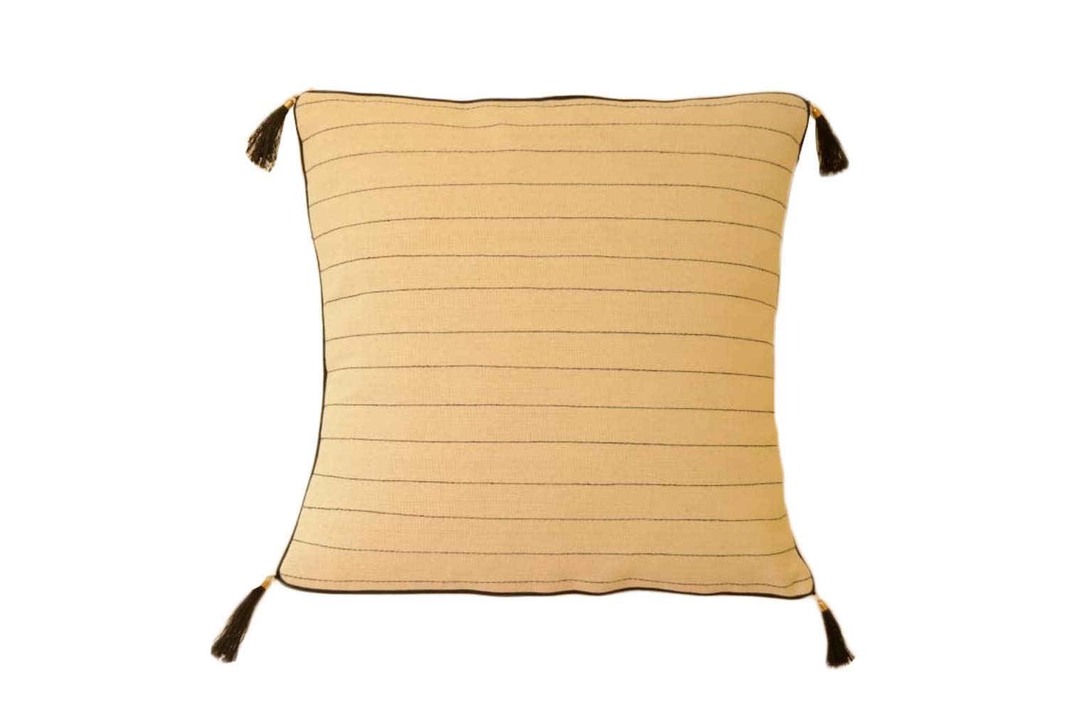Dhaari Cotton Cushion Cover (16x16 Inches_Beige)