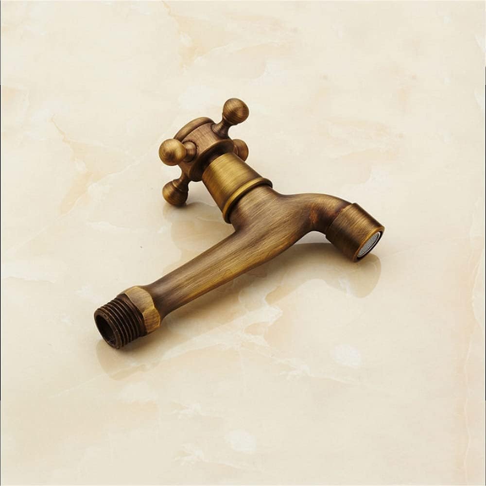 Antique Faucet Dual European Style Purpose Bathroom Wall Mounted Single Cold Washing Machine Mop Pool Outdoor Garden Tap