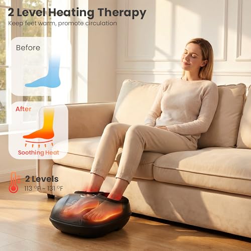 COMFIER HSA Eligible Shiatsu Foot Massager Machine with Heat, FSA Foot Massager for Neuropathy Plantar Fasciitis, Deep Kneading Feet Massager with Heat,Up to Size 13, Mother‘s Day Gifts for Mom