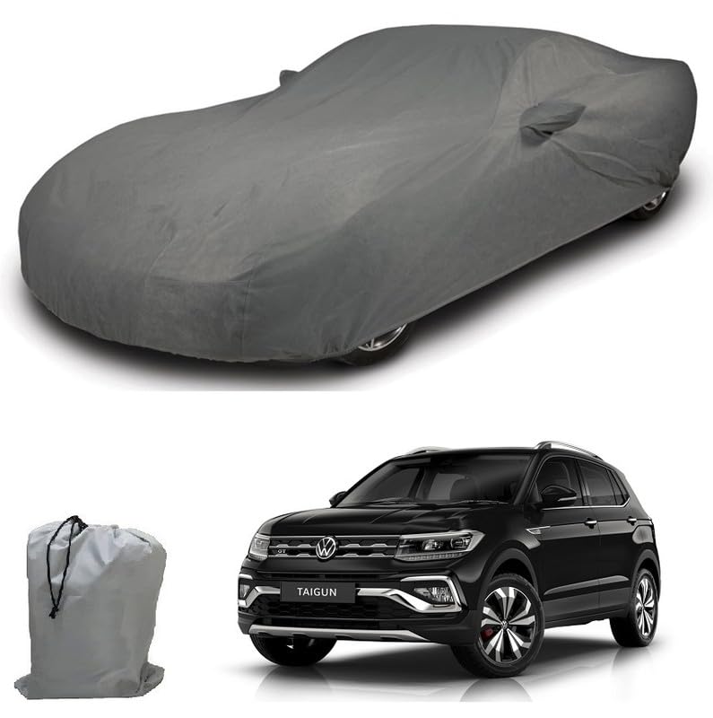 Image of ARCUATE Triple Layer Custom fit Car Body Cover for Volkswagen Taigun |Top Layer Dustrproof | Middle Layer Waterproof | Bottom Layer Scratch Protection | Outdoor Indoor Fabric