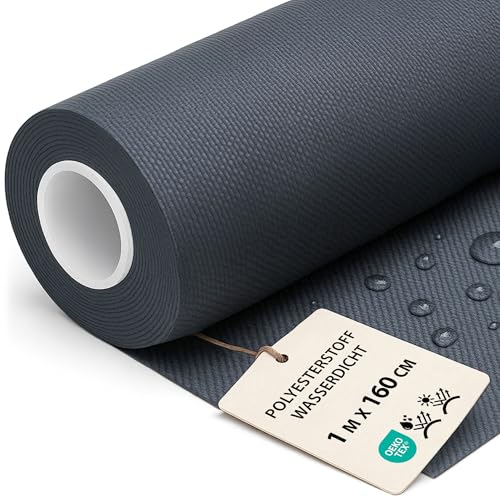 Tela impermeable por metros 1M x 160 cm - Tejido resistente al agua para exterior ideal para cojines cortinas fundas muebles de jardín y proyectos de costura Grafito Certificado Oeko-Tex