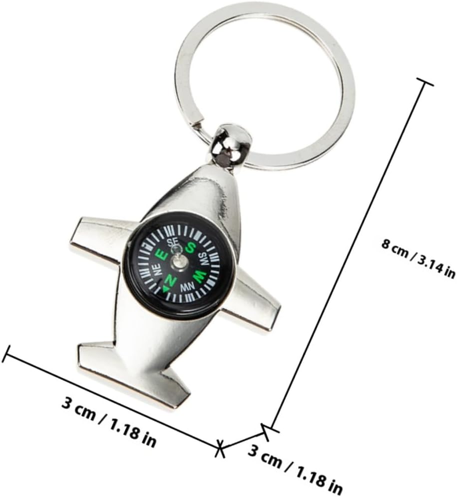 Outanaya 4pcs Airplane Compass Keychain Set, Large Portable Keyring with Accurate Pocket Compass for Men, Outdoor Hiking, Camping, and Survival Navigation Gear image 2