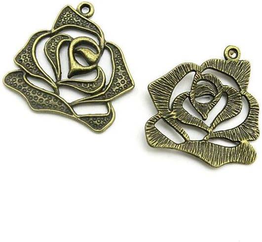 Jewelry Making Charms PG015 Roses Ancient Bronze Retro Findings Bulk Pendant for Necklace Bracelets